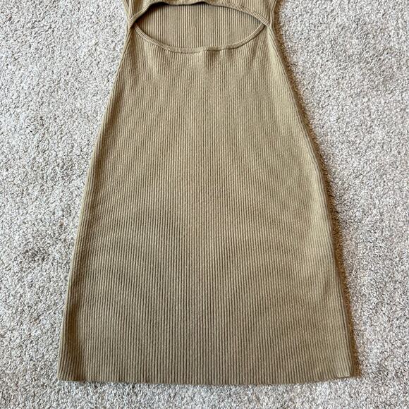 Aritzia Wilfred Free Cut-Out Knit Mini Dress in Olive/Khaki (Sz XXS) - Picture 5 of 15